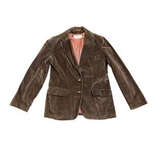 Vintage S.B.II by Bitterman Velvet Brown Two Button Blazer SZ 13/14 Retro Career